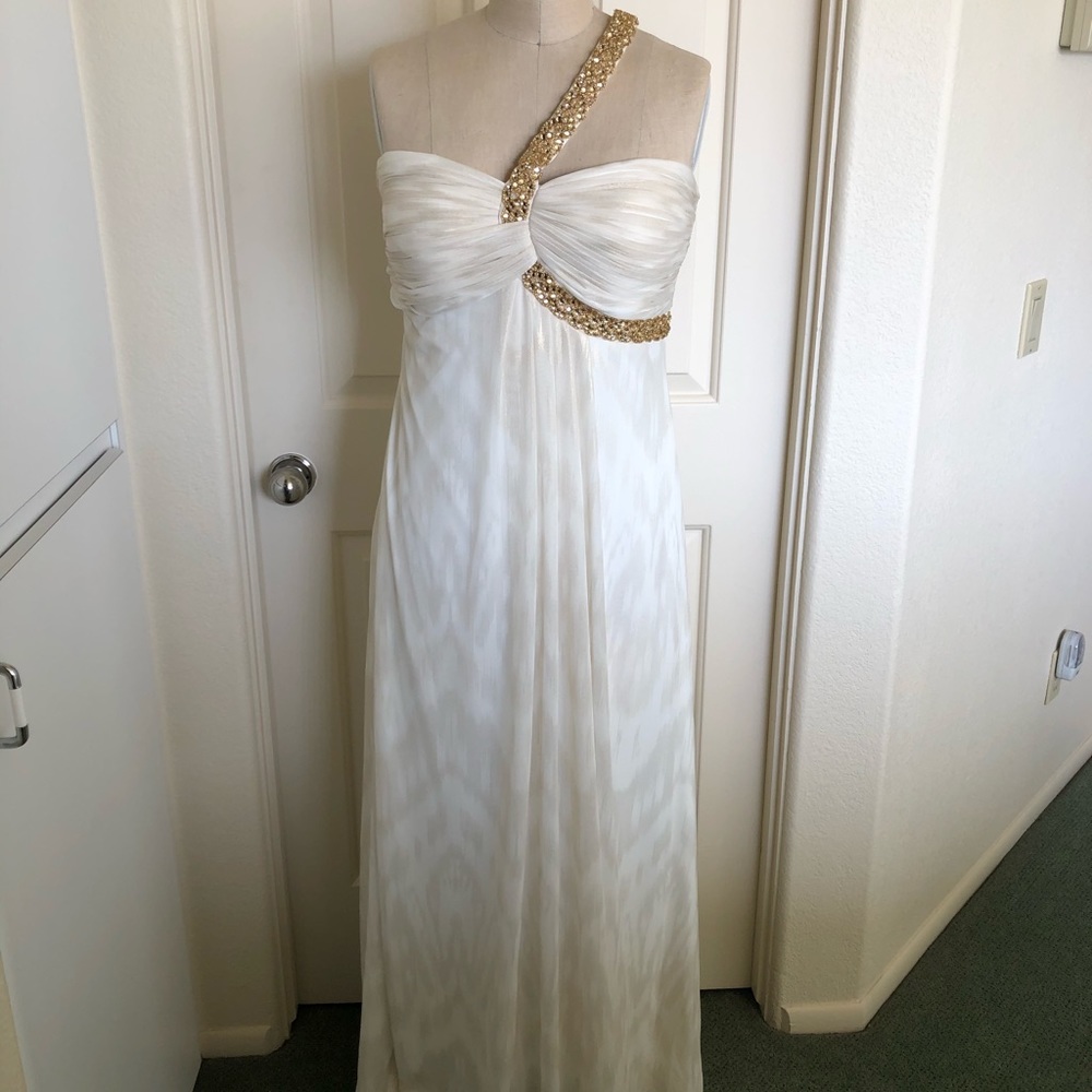 White and gold “goddess” dress